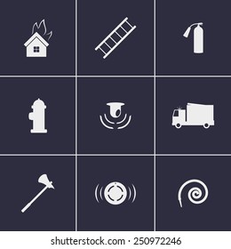 Set of icons on firefighters theme 