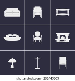 Set of icons on furniture theme 