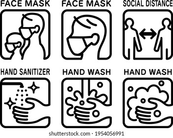 Set of icons on how to prevent virus infection such as COVID-19