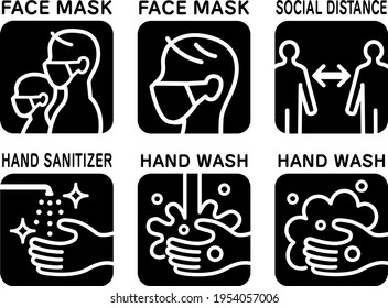 Set of icons on how to prevent virus infection such as COVID-19