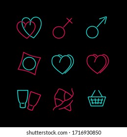 set of icons on an intimate theme