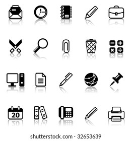 Set of icons on an office theme.