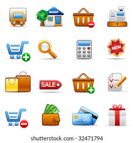 Set of icons on an shopping theme.