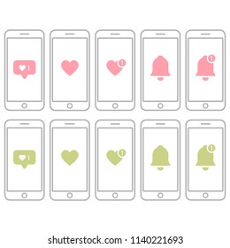 set of icons on the smartphone screen. vector icon