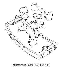 Conjunto de iconos en un smartphone. Imagen vectorial de un icono de smartphone.
