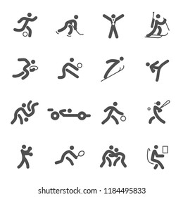 Set of icons on a sports theme. Vector illustration.