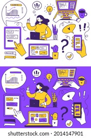 
un conjunto de iconos sobre el tema de gadgets y vida