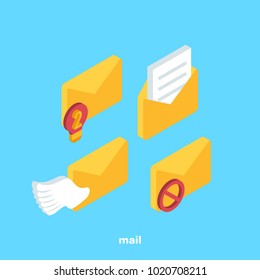 set of icons on the subject of mail, isometric image