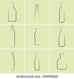Set of icons on a theme alcohol and Glassware