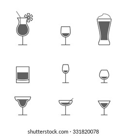 Set of icons on a theme alcohol drinks