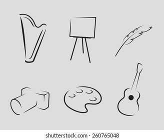 Set of icons on a theme art