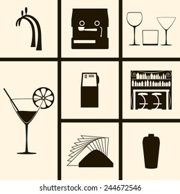 Set of Icons on a theme Bar
