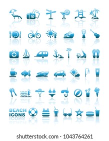 Set of icons on a theme of beach rest