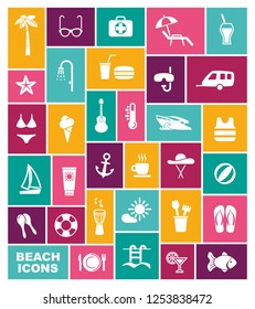 Set of icons on a theme of beach rest