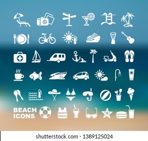 Set of icons on a theme of beach rest