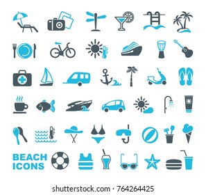 Set of icons on a theme of beach rest