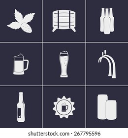 Set of icons on a theme beer