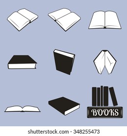 Set of icons on a theme books