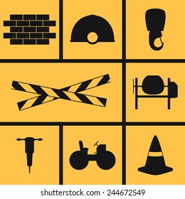 Set of icons on a theme building