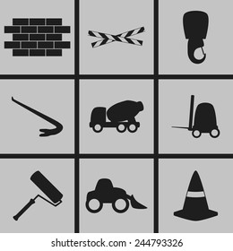 Set of icons on a theme building