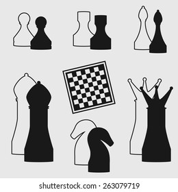 set of icons on the theme of chess