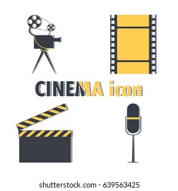 Set of icons on the theme of cinema for design