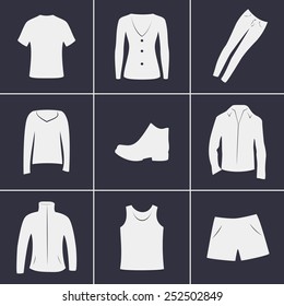 set of icons on a theme clothing
