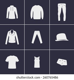 Set of icons on a theme clothing