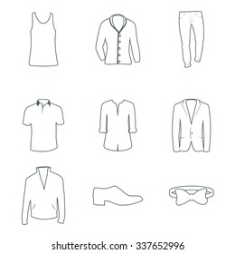 Set of icons on a theme clothing