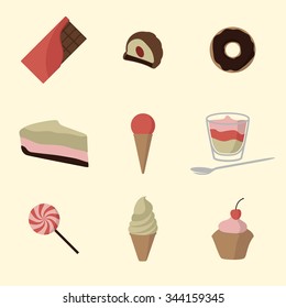 Set of icons on a theme Confectionery, flat,  color