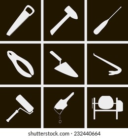Set of icons on a theme of construction tools