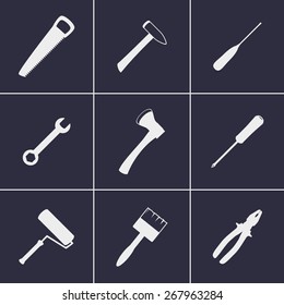 Set of icons on a theme construction tools