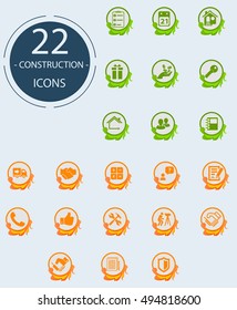 Set of icons on a theme construction
