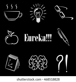 Set of icons on a theme of creative work