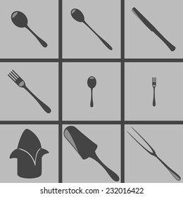 Set of icons on a theme Cutlery
