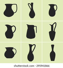 Set of icons on a theme decanters, pitchers