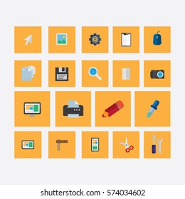 set of icons on a theme design light orange