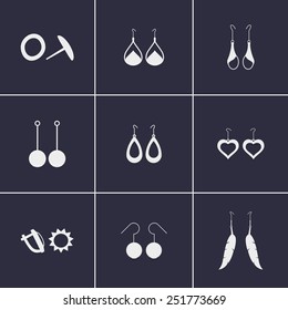 set of icons on a theme earrings