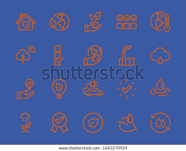 Set of icons\
on the theme of Ecology, vector lines, contains icons such as\
electric car, global warming, forest, eco, watering plants and much\
more. Editable stroke, White\
background