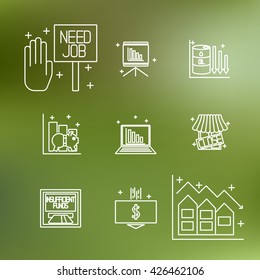Set icons on a theme of economic crisis