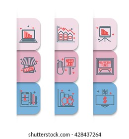 Set icons on a theme of economic crisis