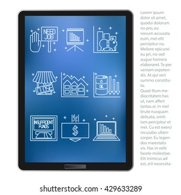 Set icons on a theme of economic crisis. Vector