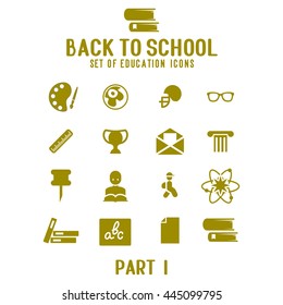 set of icons on the theme of education and science