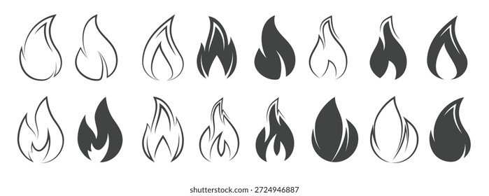 Conjunto de iconos en un tema Fuego con reflexión