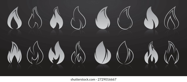 Conjunto de iconos en un tema de fuego