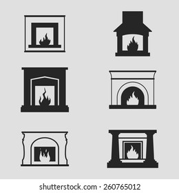 Set of icons on a theme Fireplaces