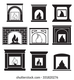 Set of icons on a theme Fireplaces
