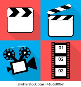 Set of icons on a theme in flat video vector  illustration