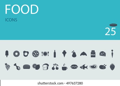 Set of icons on a theme food