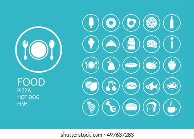 Set of icons on a theme food
